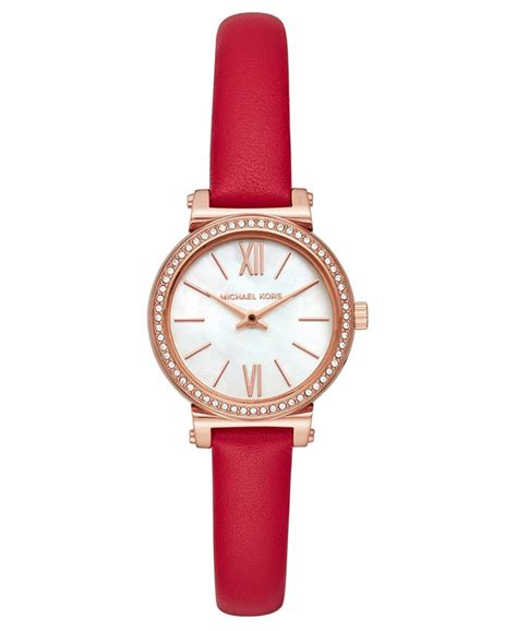 michael kors womens watch sofie petite pink leather strap|Women's Petite Sofie Red Leather Strap Watch 26mm.